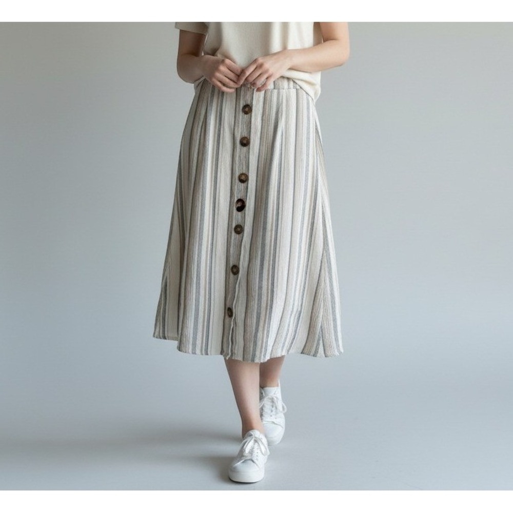 I.N. Studio Petite Striped Maxi Skirt Size Petite L